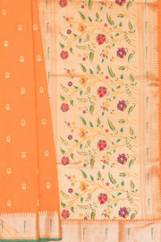 Kesari Orange Katan Silk Paithani Saree with Rose Meena butti, Munya border and Brocade blouse