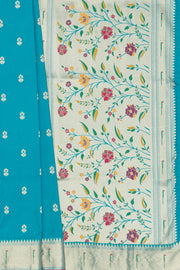 Morpankhi Blue Katan Silk Paithani Saree with Rose Meena butti, Munya border and Brocade blouse