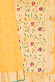 Haldi Yellow Katan Silk Paithani Saree with Rose Meena butti, Munya border and Brocade blouse
