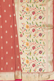 Dhoop Chaon Rust Katan Silk Paithani Saree with Rose Meena butti, Munya border and Brocade blouse