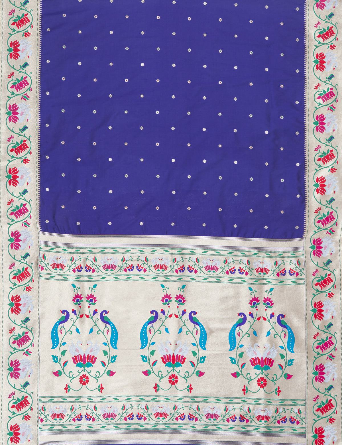 Purple Apurva Silk Paithani Saree with Star Meena butti, and Rajhans Pallu