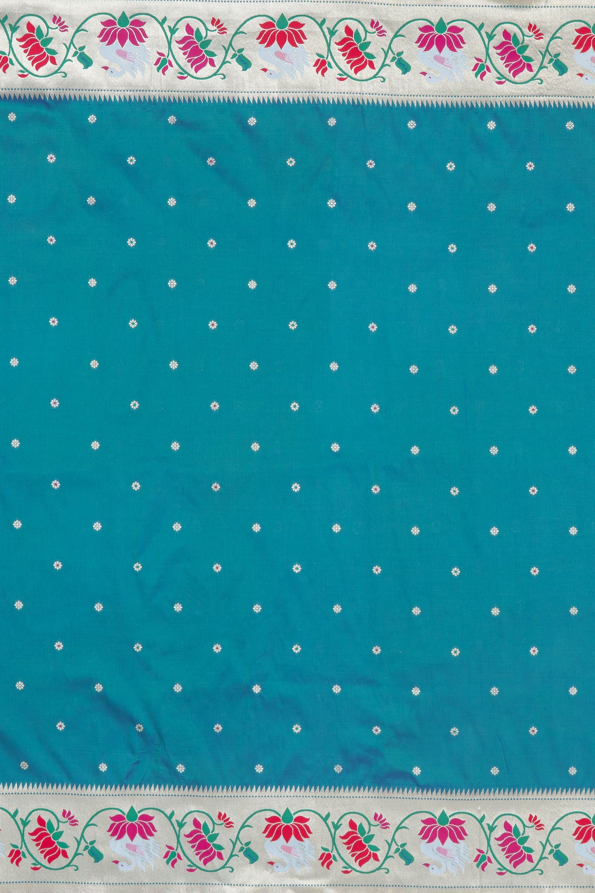Morpankhi Blue Apurva Silk Paithani Saree with Star Meena butti, and Rajhans Pallu