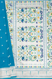 Morpankhi Blue Apurva Silk Paithani Saree with Sitaara butti, Muniya border and Resham threadwork Floral Pallu