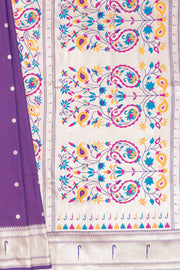 Plum Purple Apurva Silk Paithani Saree with Sitaara butti, Muniya border and Resham threadwork Floral Pallu