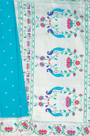 Neelamani Blue Apurva Silk Paithani Saree with Star Meena butti, and Rajhans Pallu