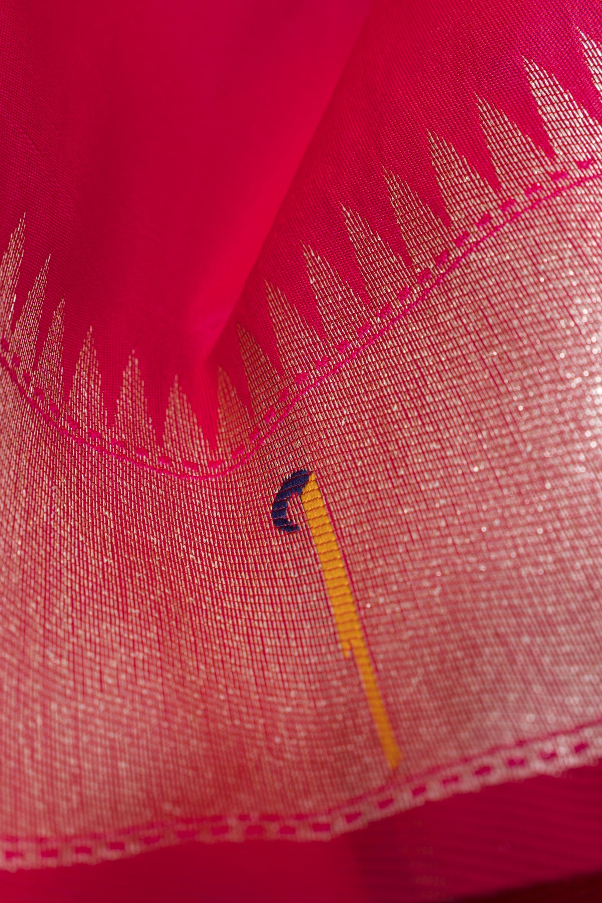 Berry Pink Apurva Silk Paithani Saree with Round gold zari butti, Multi colour Muniya border, Multi Pallu and Brocade blouse