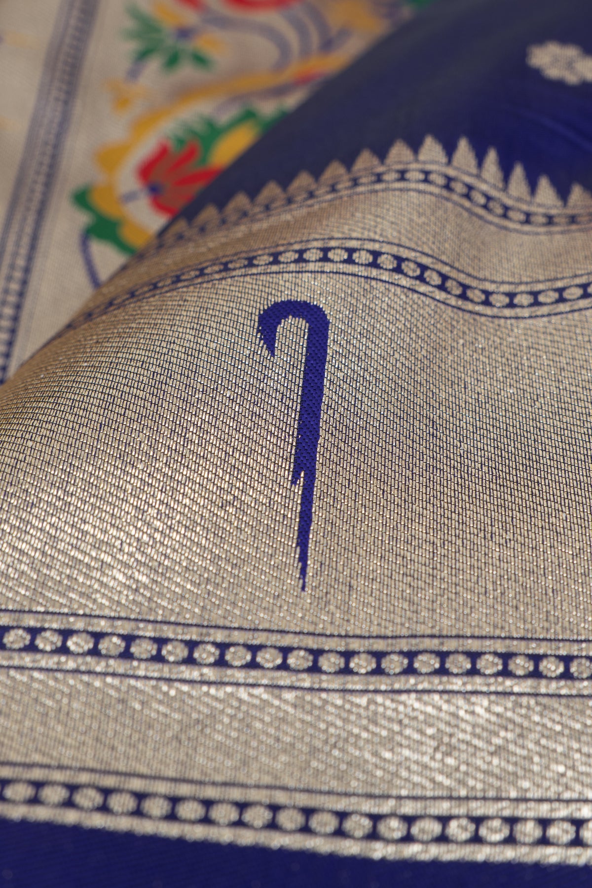 Royal Purple Apurva Silk Paithani Saree with Sitaara butti, Muniya border and Resham threadwork Floral Pallu