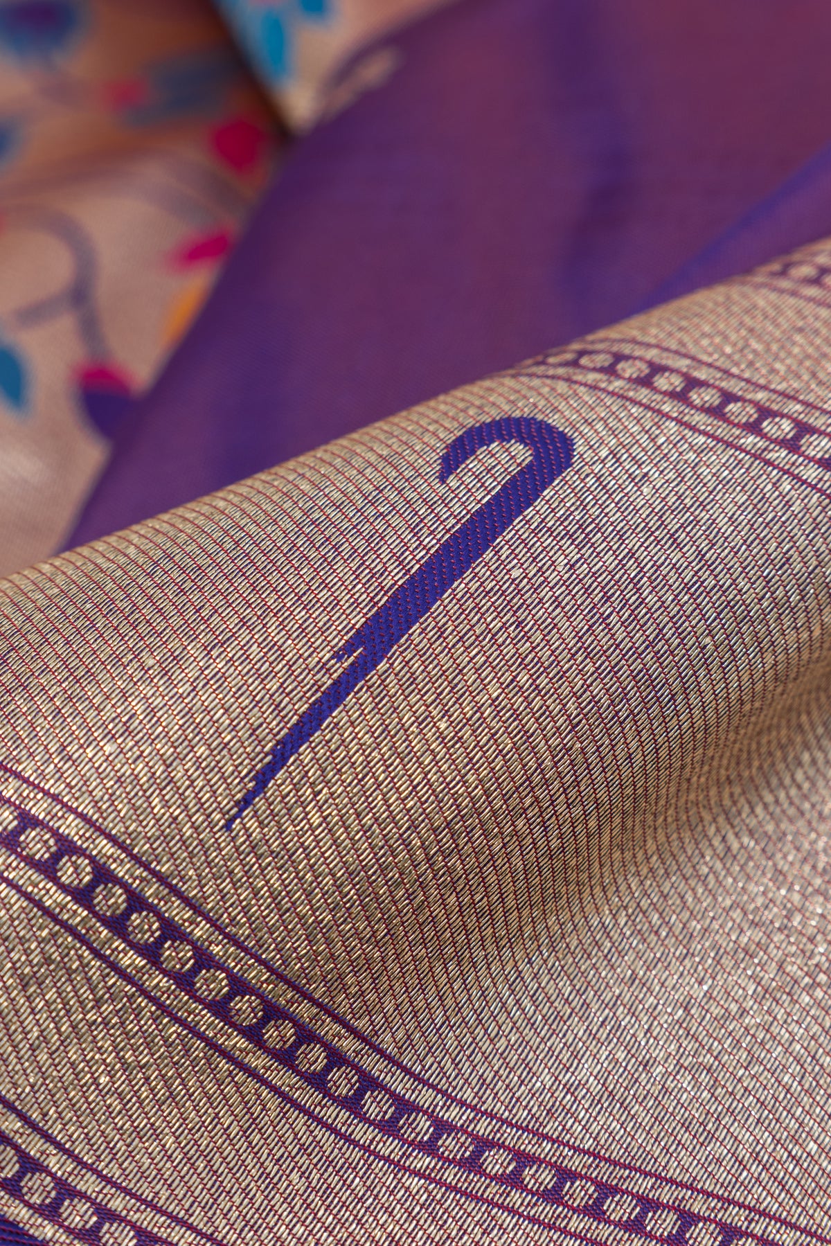 Plum Purple Apurva Silk Paithani Saree with Sitaara butti, Muniya border and Resham threadwork Floral Pallu