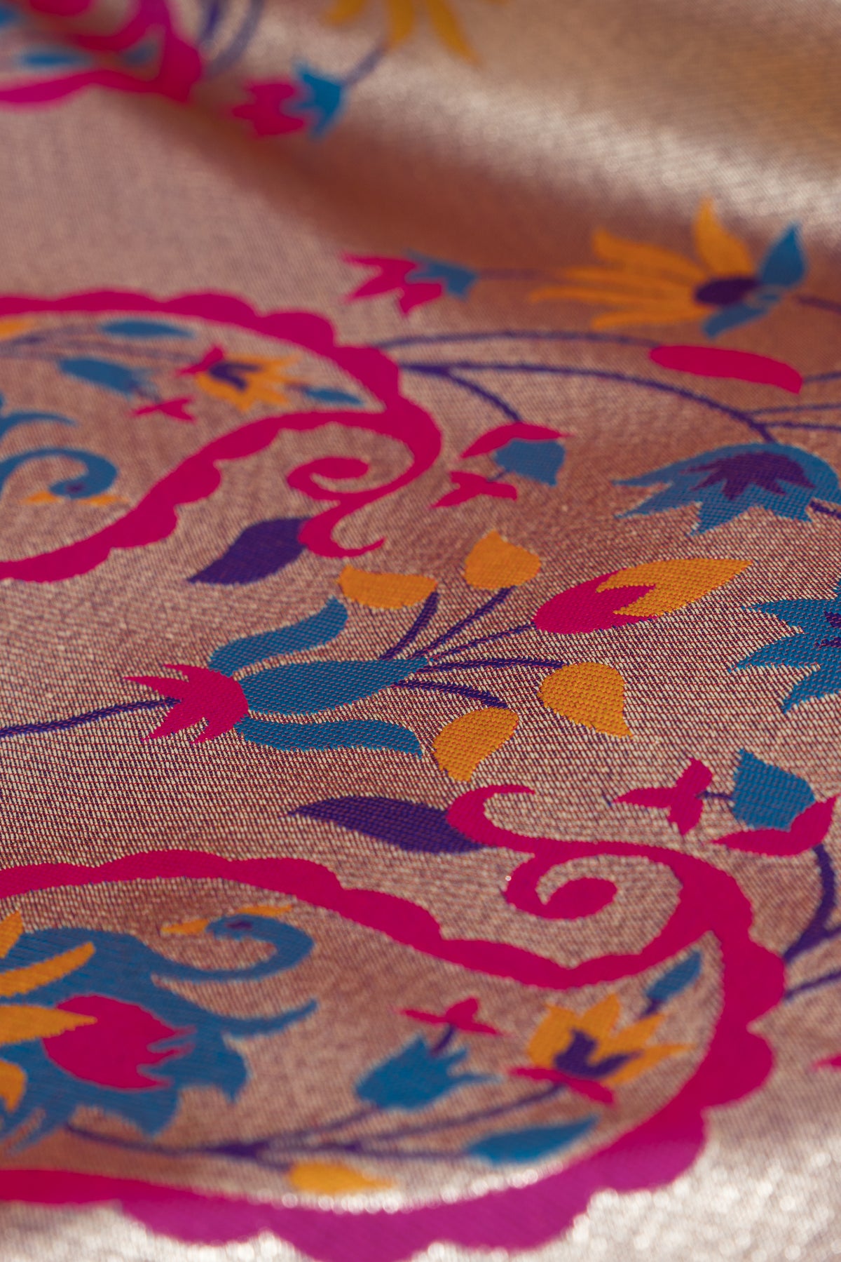 Plum Purple Apurva Silk Paithani Saree with Sitaara butti, Muniya border and Resham threadwork Floral Pallu