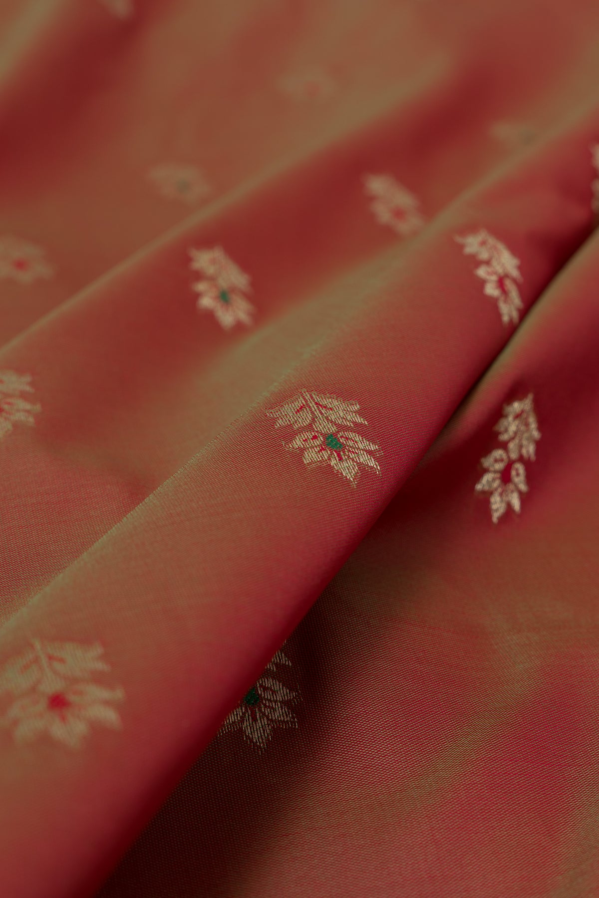 Dhoop Chaon Rust Katan Silk Paithani Saree with Rose Meena butti, Munya border and Brocade blouse