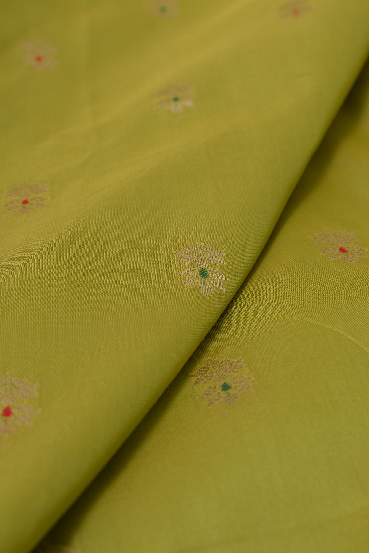 Parrot Green Katan Silk Paithani Saree with Rose Meena butti, Munya border and Brocade blouse