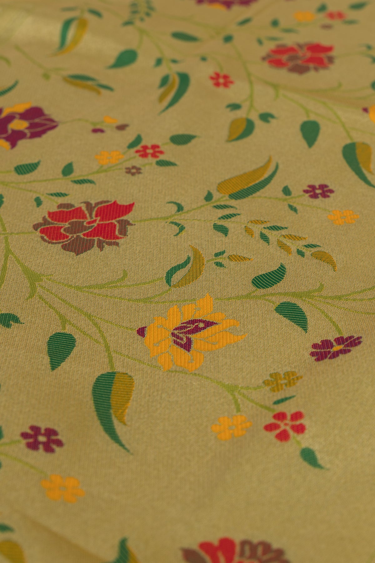 Parrot Green Katan Silk Paithani Saree with Rose Meena butti, Munya border and Brocade blouse
