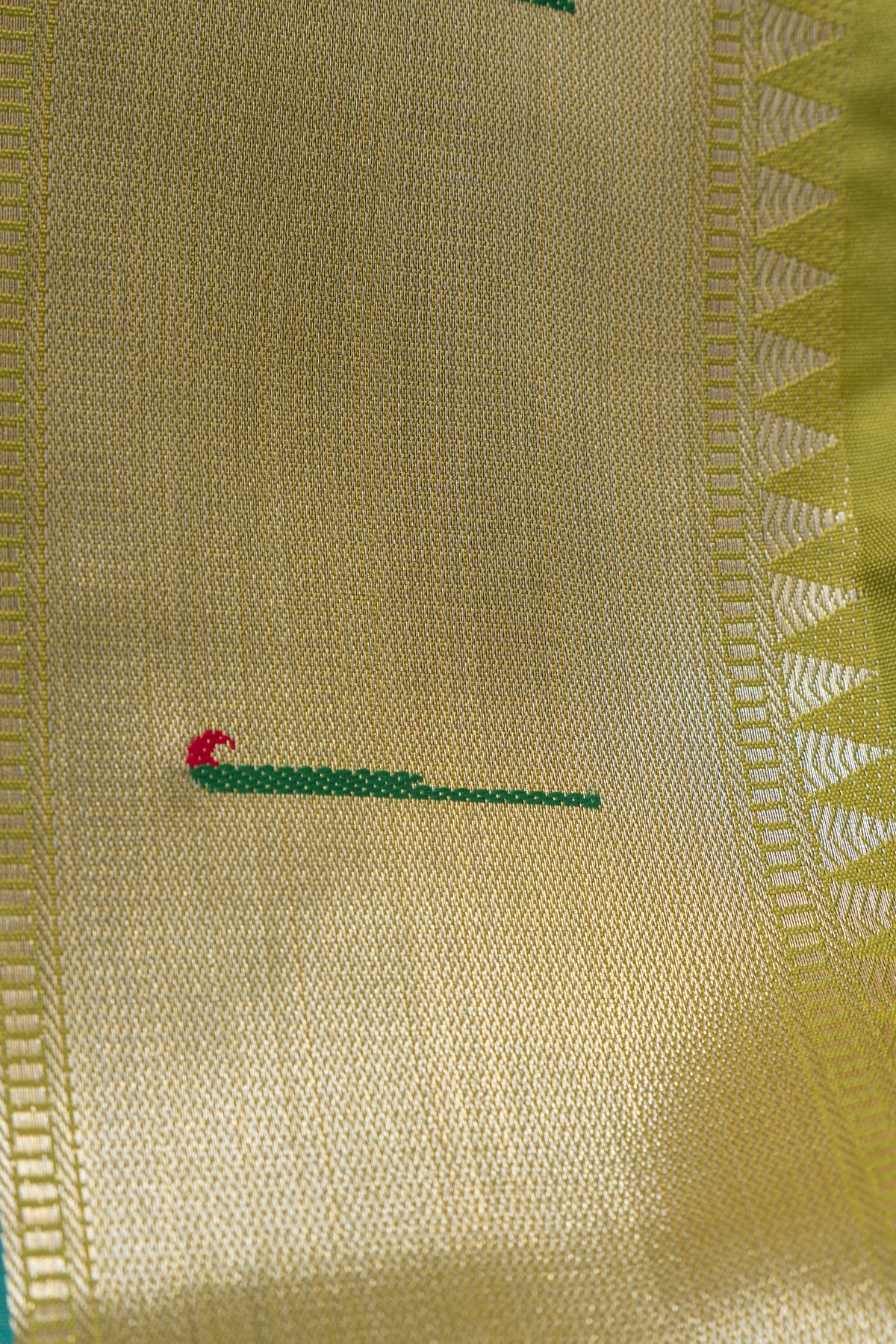 Parrot Green Katan Silk Paithani Saree with Rose Meena butti, Munya border and Brocade blouse