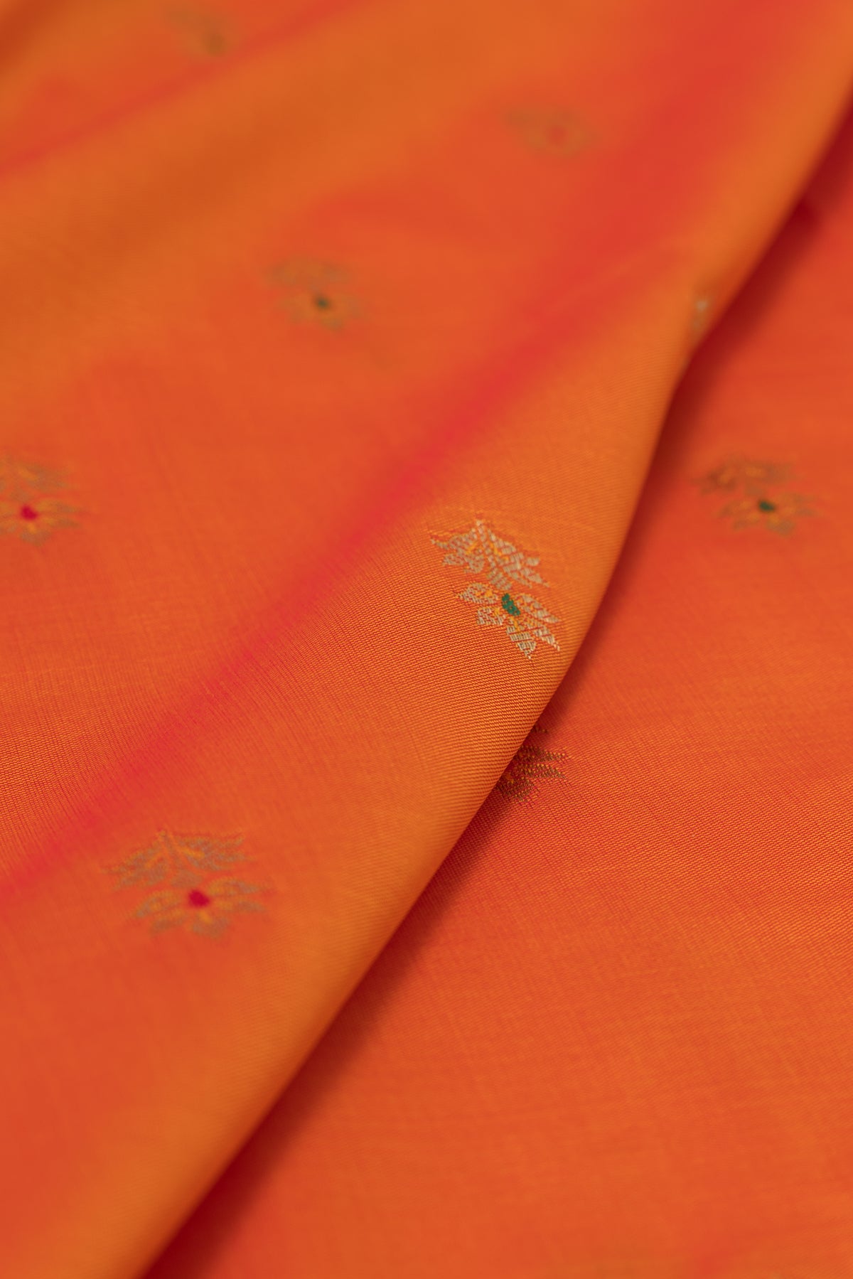 Kesari Orange Katan Silk Paithani Saree with Rose Meena butti, Munya border and Brocade blouse