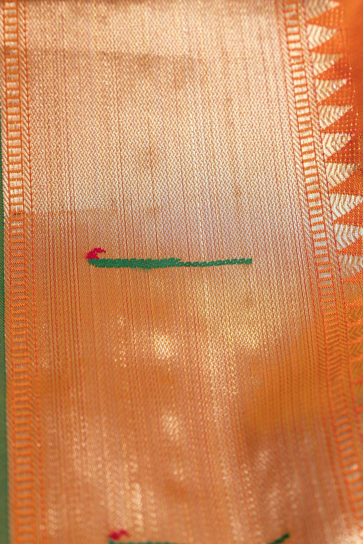 Kesari Orange Katan Silk Paithani Saree with Rose Meena butti, Munya border and Brocade blouse