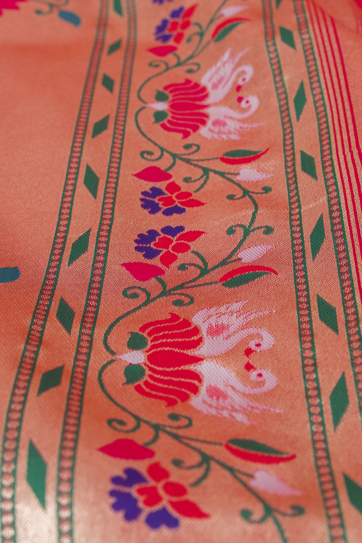 Rani Pink Apurva Silk Paithani Saree with Star Meena butti, and Rajhans Pallu