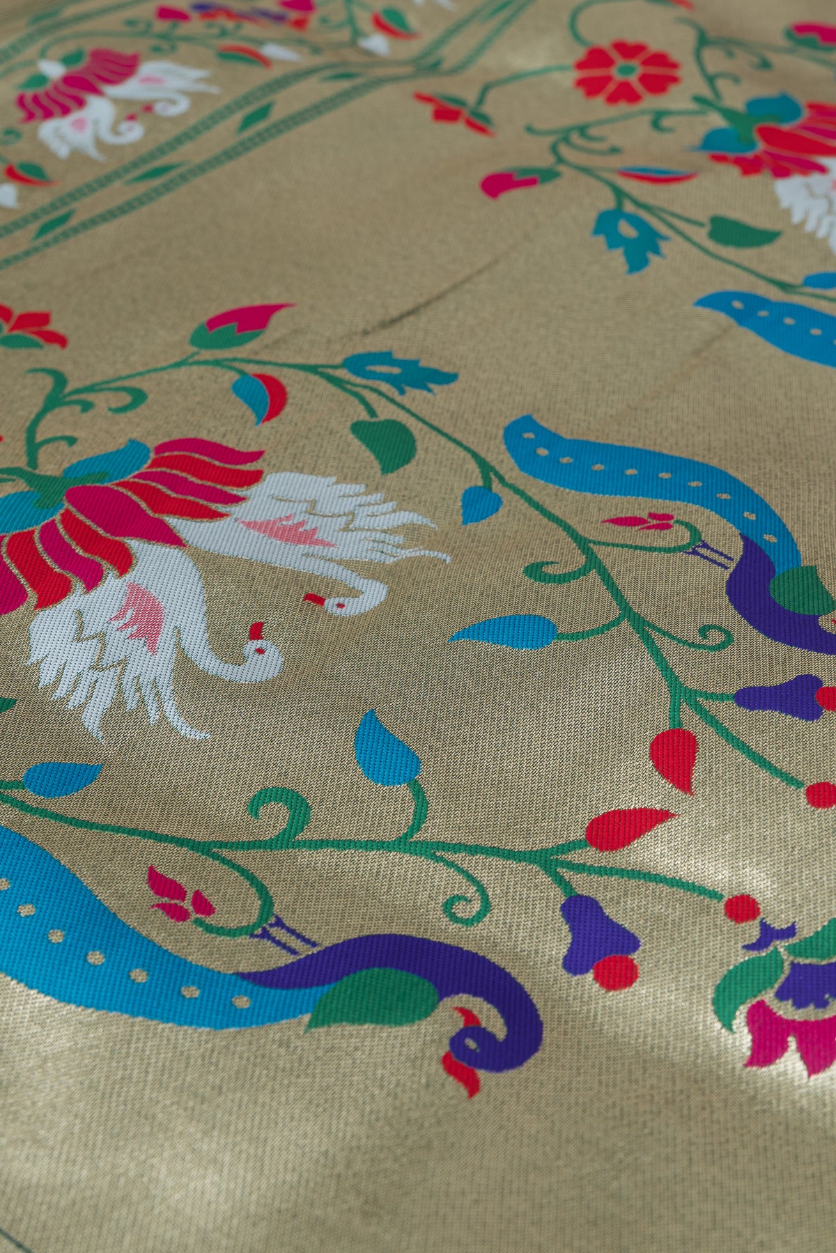 Bottle Green Apurva Silk Paithani Saree with Star Meena butti, and Rajhans Pallu