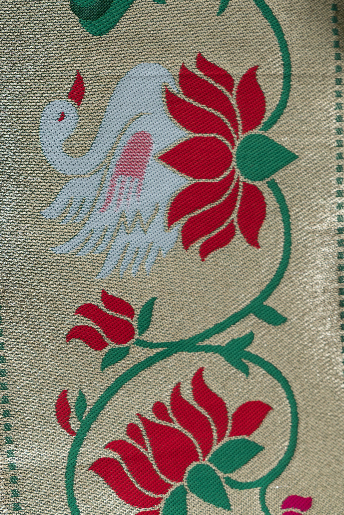 Bottle Green Apurva Silk Paithani Saree with Star Meena butti, and Rajhans Pallu