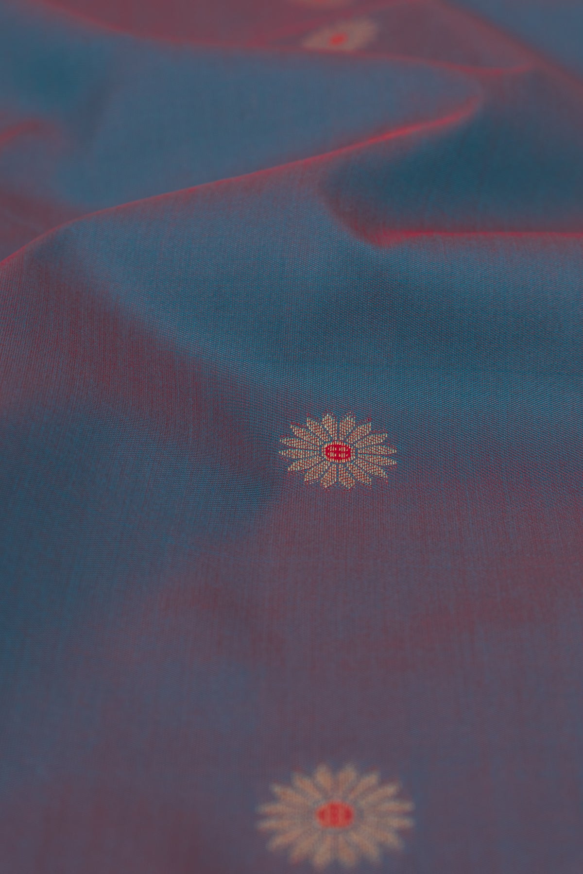 Dhoop Chaon Morpankhi Blue Katan Silk Paithani Saree with Meena butti, Muniya border and Dvi-Mayūra Vrikṣa