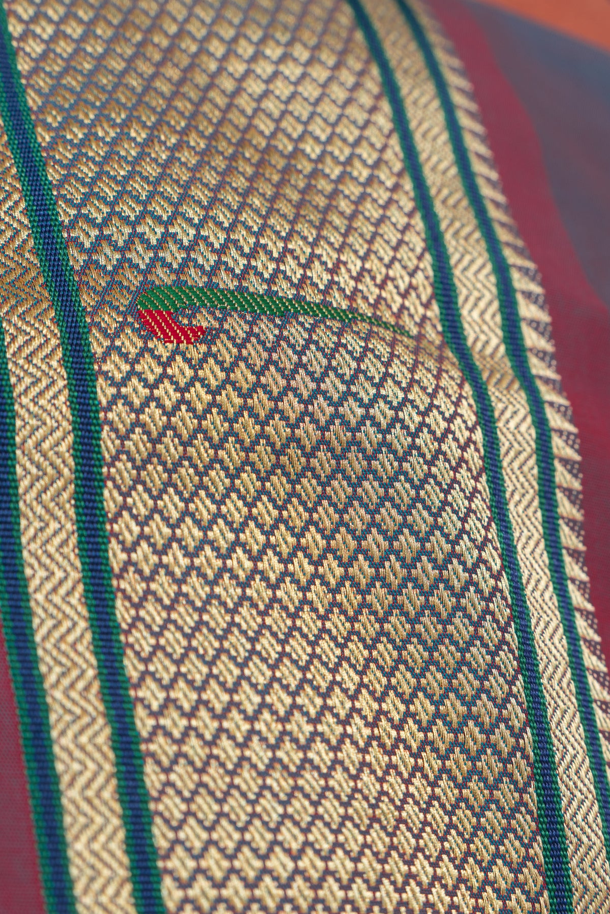 Dhoop Chaon Morpankhi Blue Katan Silk Paithani Saree with Meena butti, Muniya border and Dvi-Mayūra Vrikṣa
