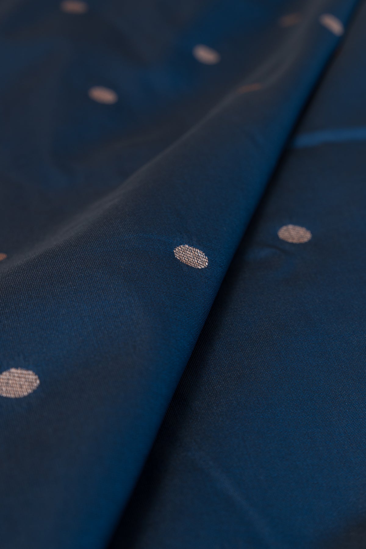 Midnight Blue Apurva Silk Paithani Saree with Round gold zari butti, Multi colour Muniya border, Multi Pallu and Brocade blouse