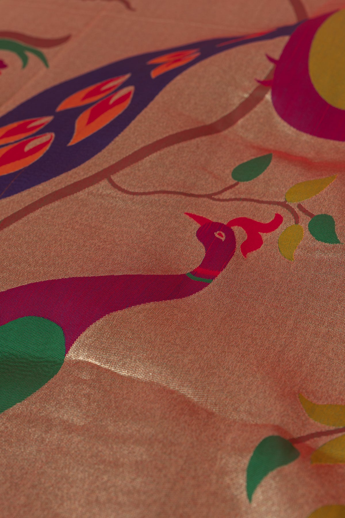 Royalty Red Katan Silk Paithani Saree with Meena butti, Muniya border and Dvi-Mayūra Vrikṣa
