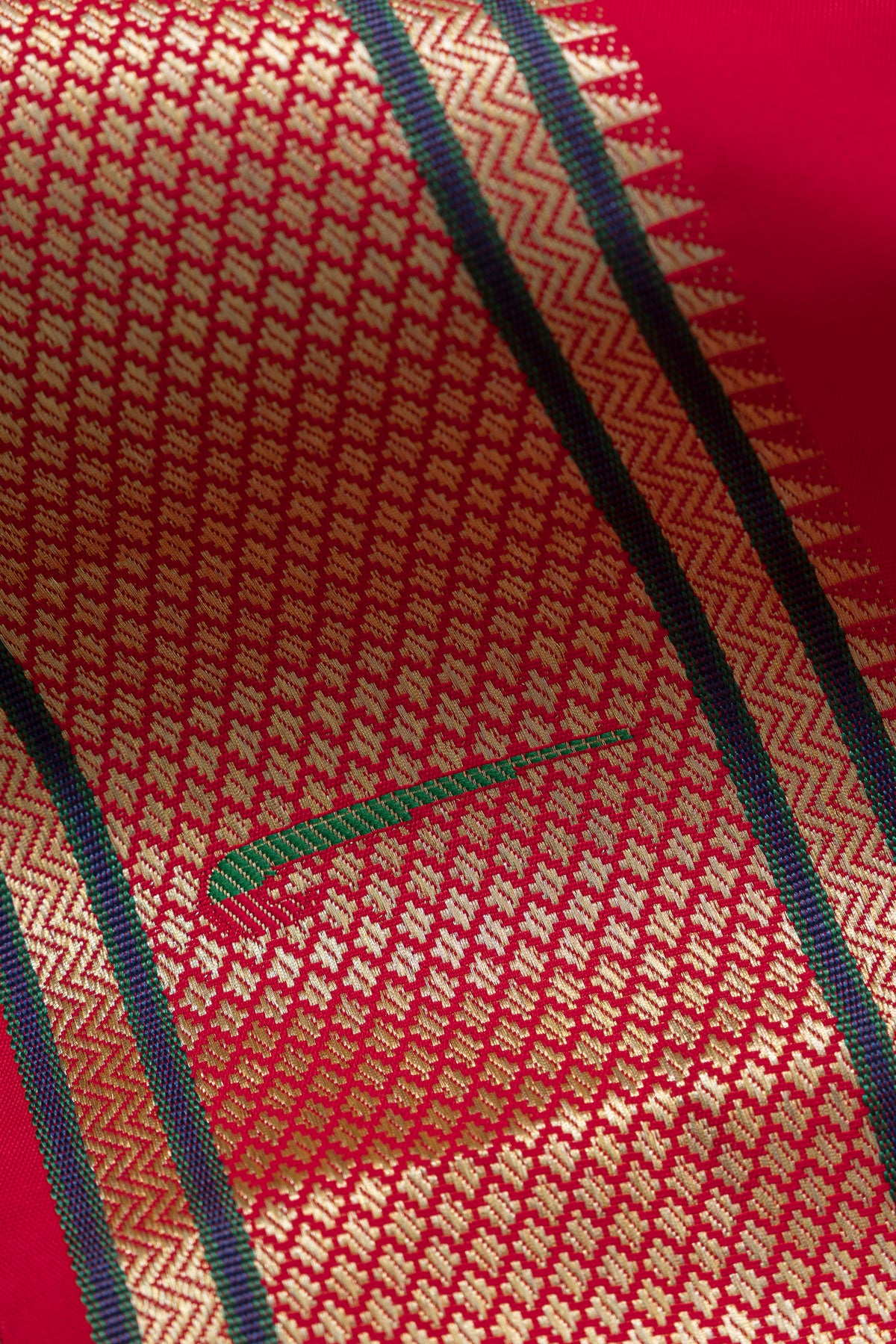 Royalty Red Katan Silk Paithani Saree with Meena butti, Muniya border and Dvi-Mayūra Vrikṣa