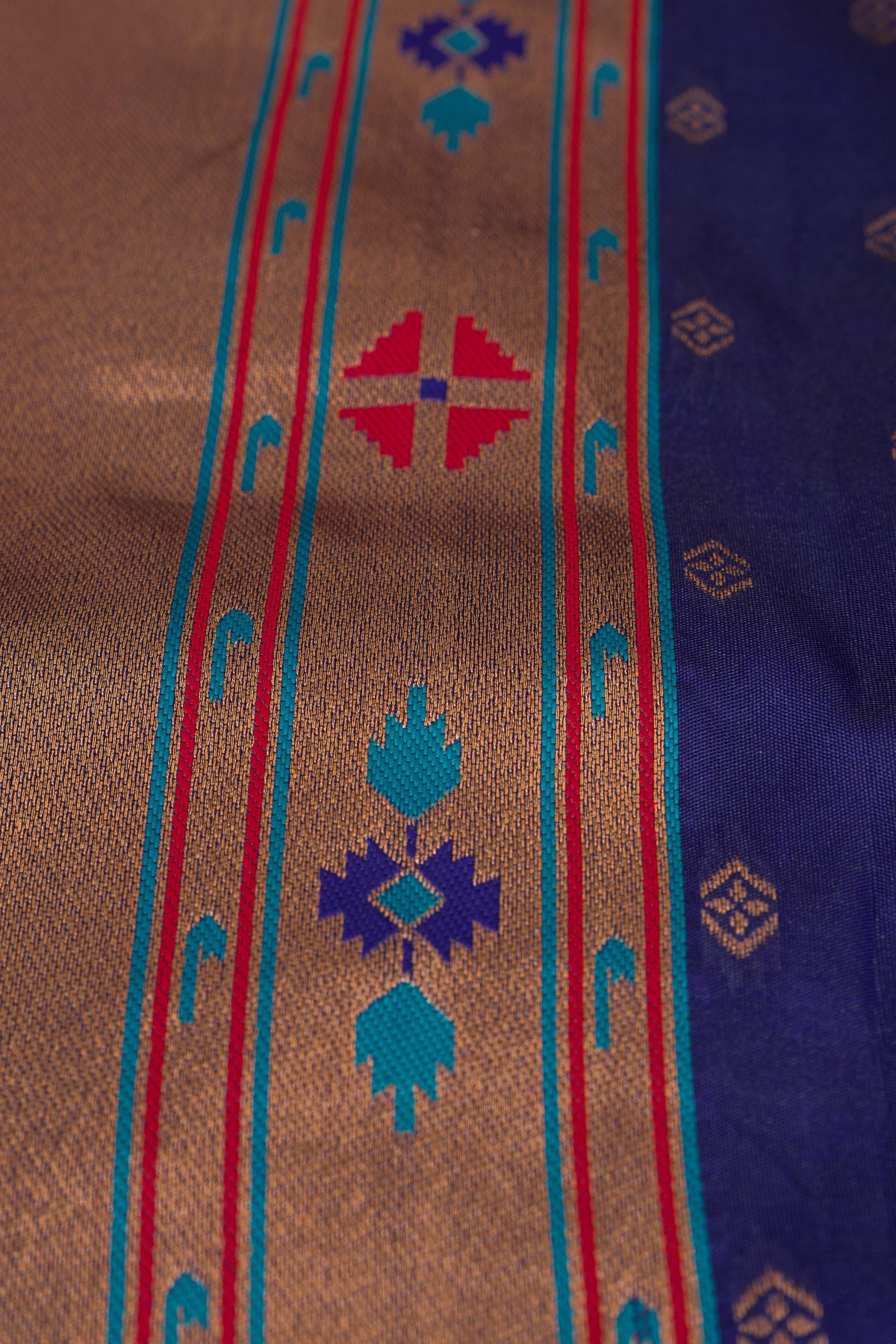 Royal Purple Apurva Silk Paithani Saree with Meena butti, gold zari and Ṣaṭmayūrapallu
