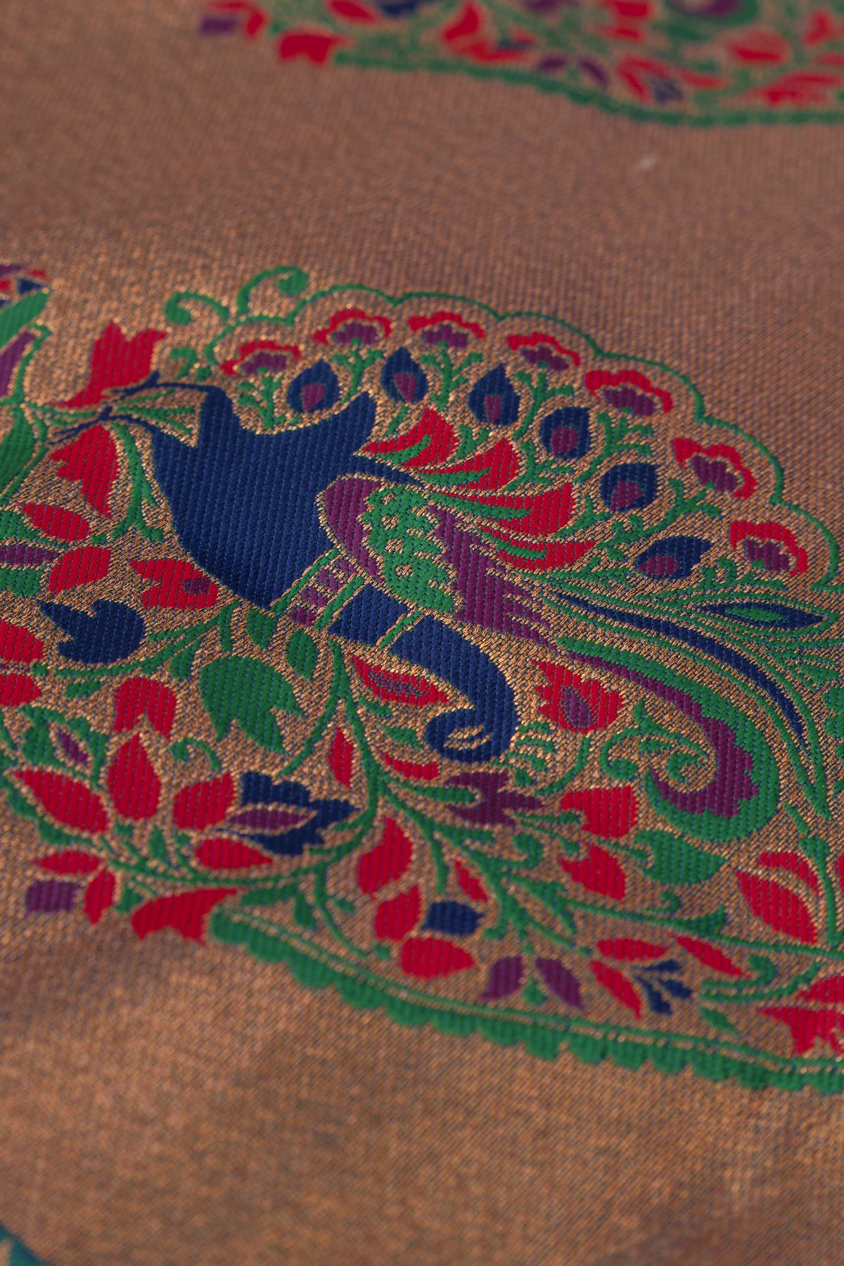 Peacock Green Apurva Silk Paithani Saree with Meena butti, gold zari and Ṣaṭmayūrapallu