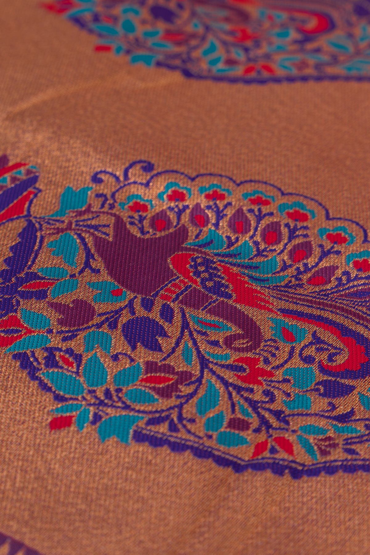 Wine Apurva Silk Paithani Saree with Meena butti, gold zari and Ṣaṭmayūrapallu