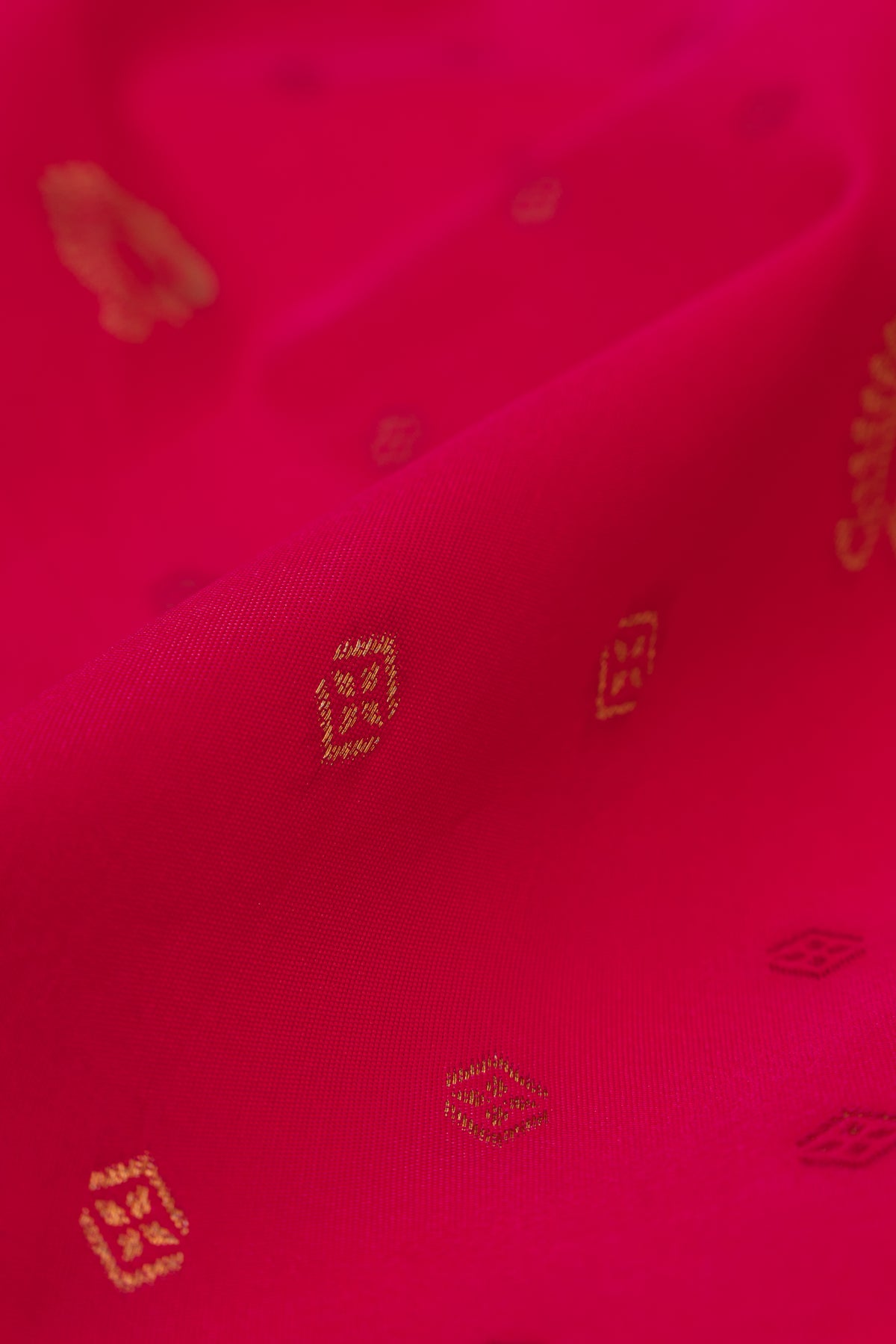 Ruby Red Apurva Silk Paithani Saree with Meena butti, gold zari and Ṣaṭmayūrapallu