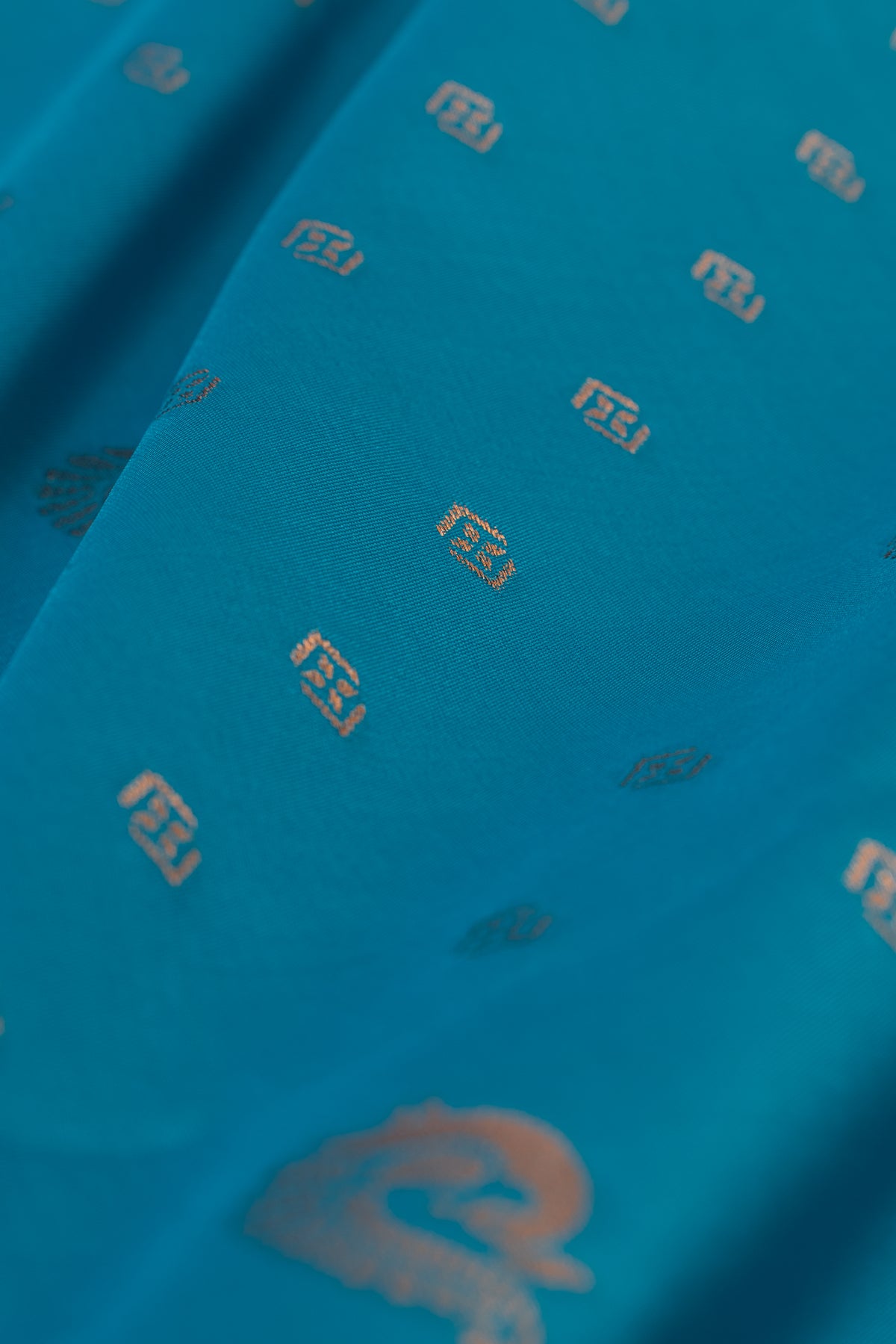 Ferozi Blue Apurva Silk Paithani Saree with Meena butti, gold zari and Ṣaṭmayūrapallu