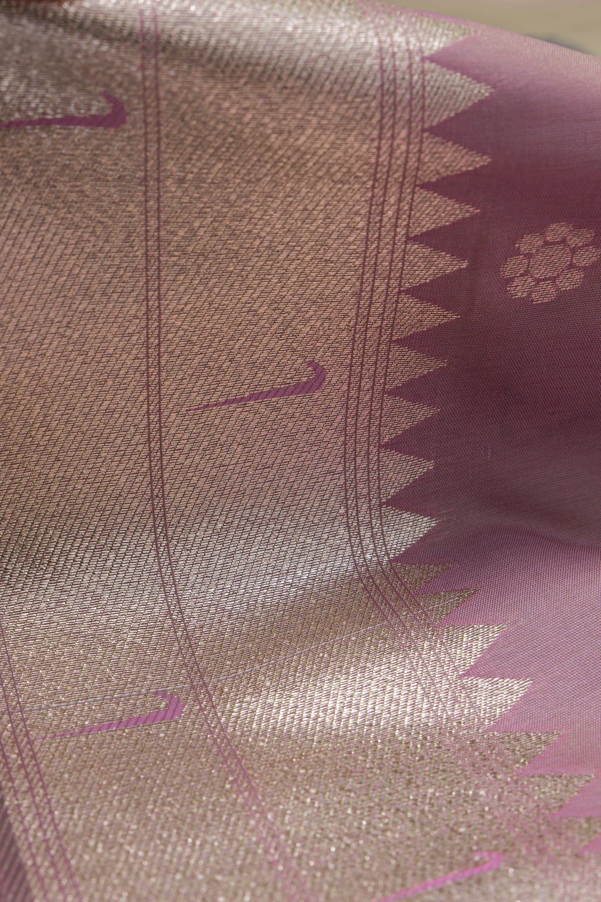 Pastel Pink Apurva Silk Paithani Saree with Triple Muniya border and Lotus Pallu