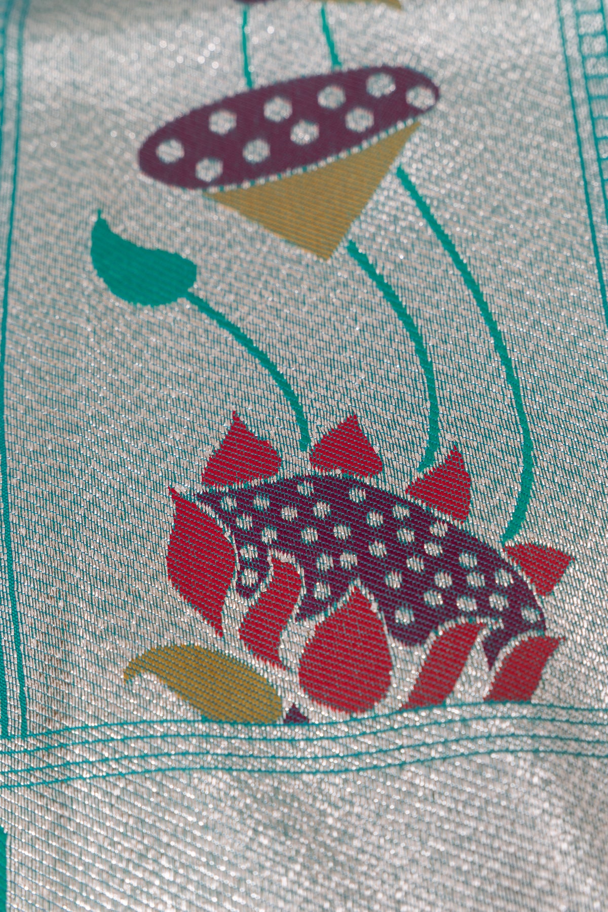 Sea Green Apurva Silk Paithani Saree with Triple Muniya border and Lotus Pallu