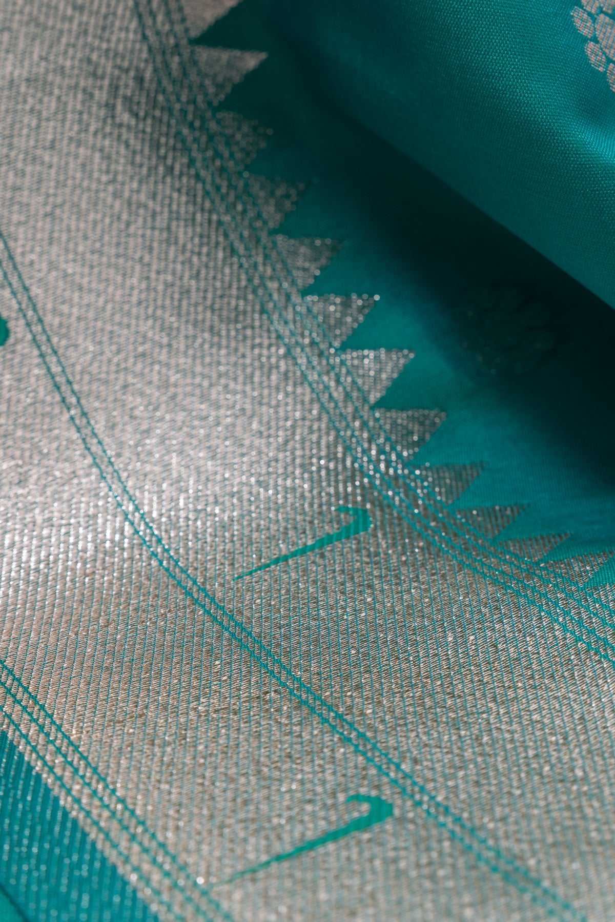 Sea Green Apurva Silk Paithani Saree with Triple Muniya border and Lotus Pallu