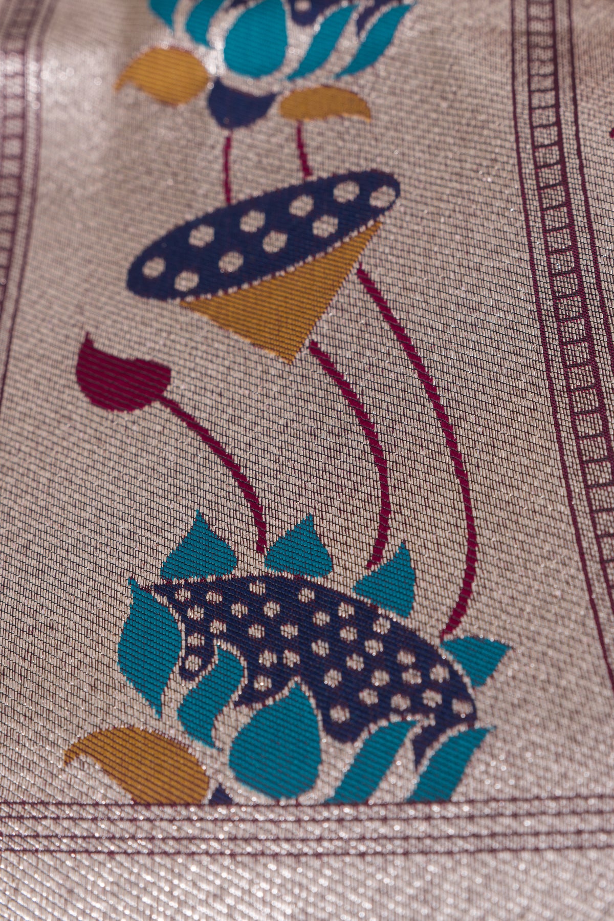 Wine Apurva Silk Paithani Saree with Triple Muniya border and Lotus Pallu
