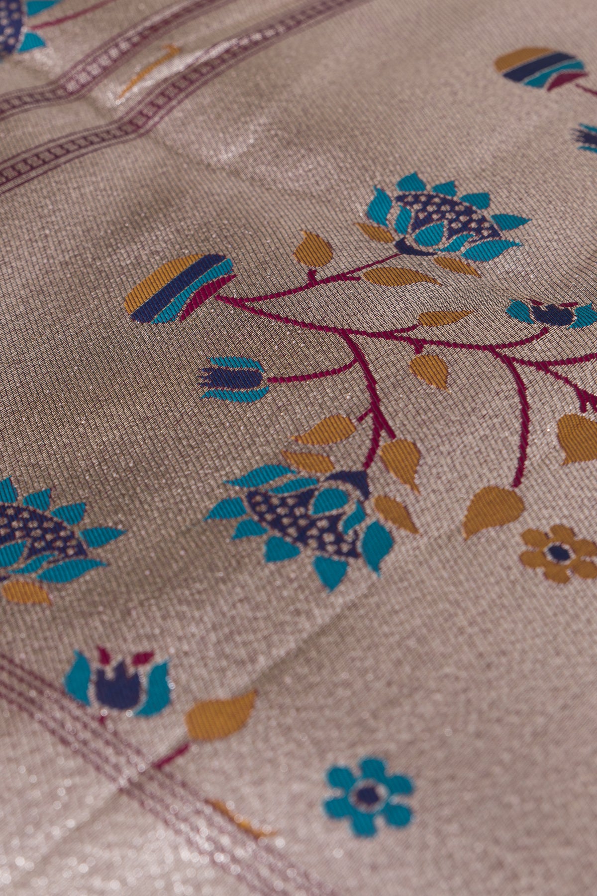 Wine Apurva Silk Paithani Saree with Triple Muniya border and Lotus Pallu