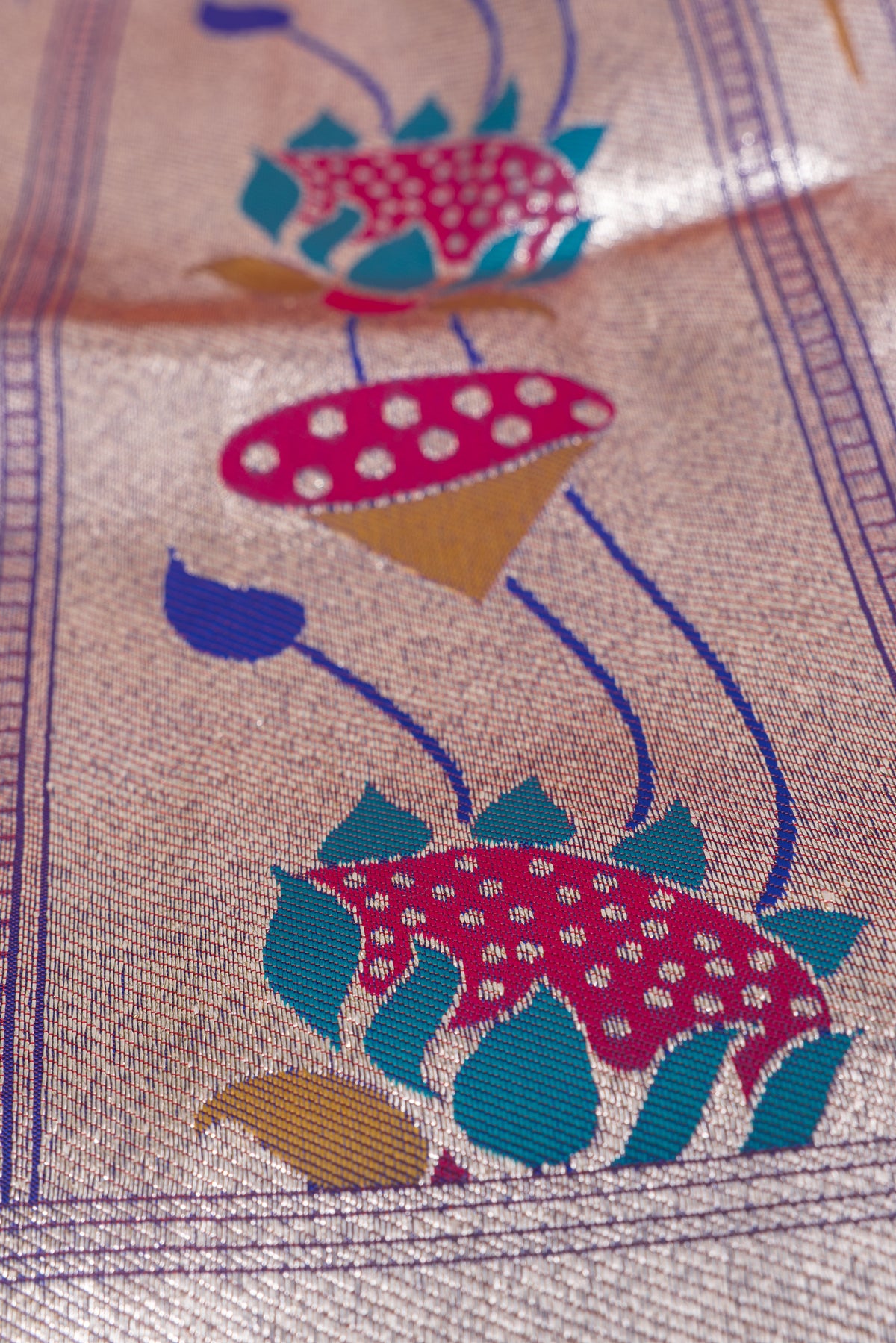 Royal Purple Apurva Silk Paithani Saree with Triple Muniya border and Lotus Pallu
