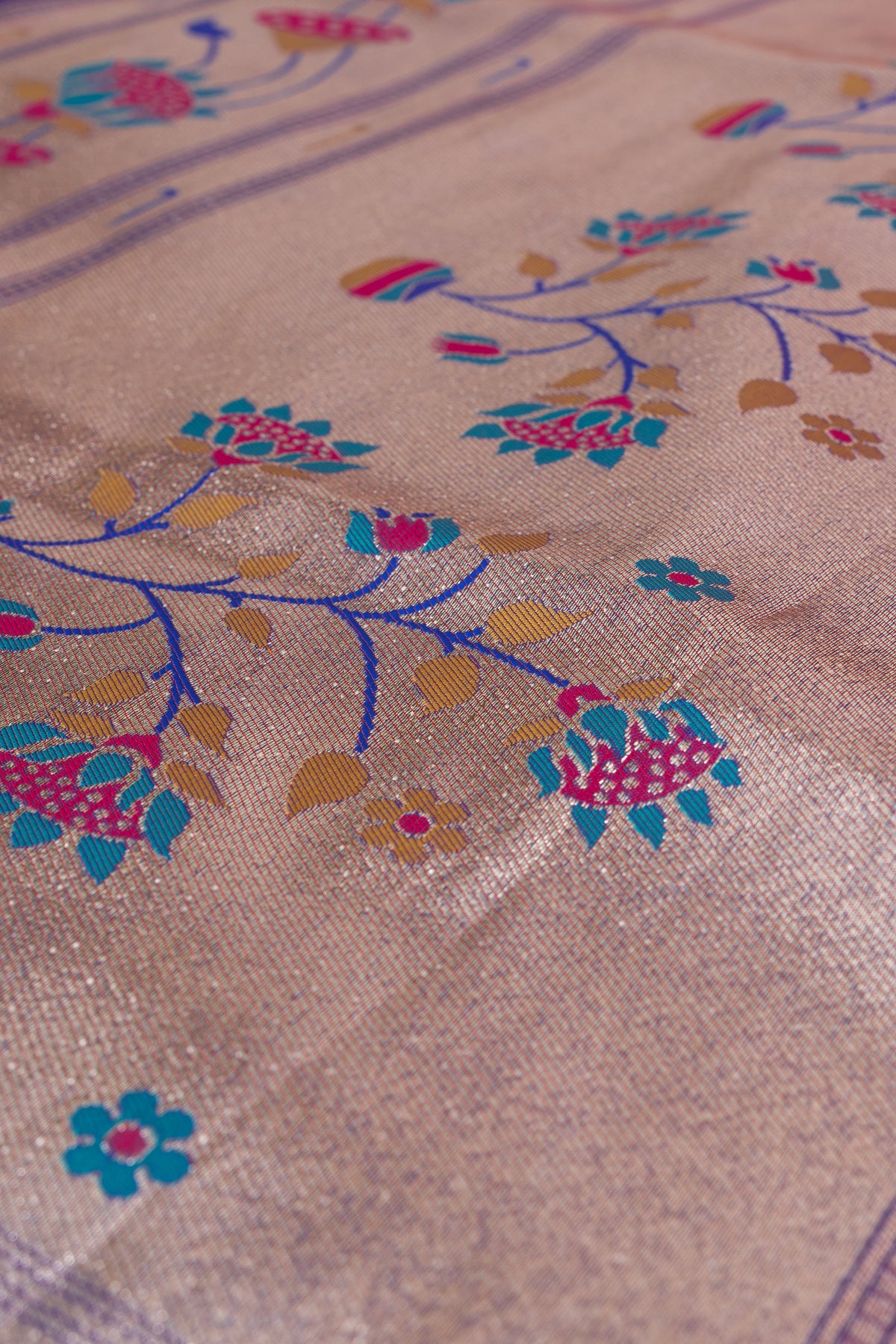 Royal Purple Apurva Silk Paithani Saree with Triple Muniya border and Lotus Pallu