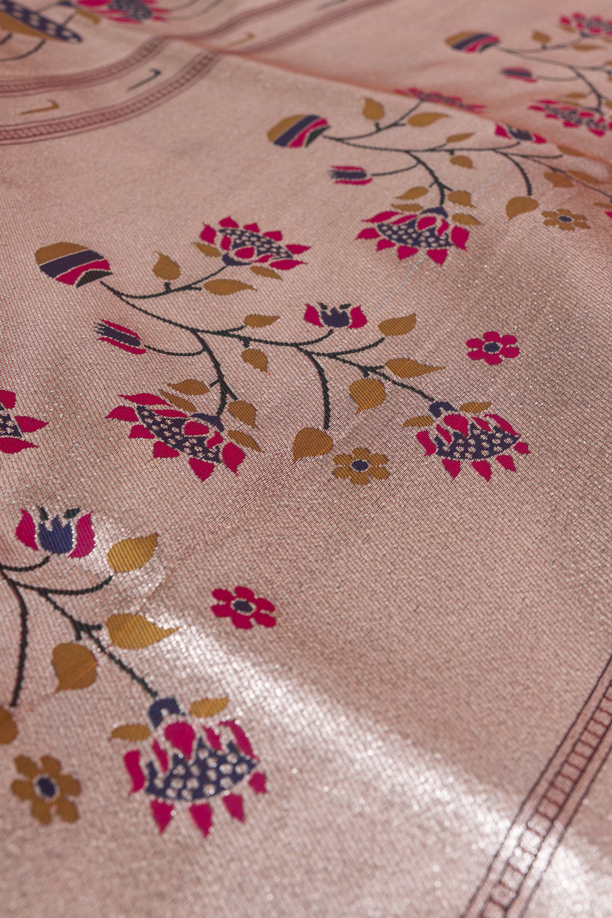 Chocolate Brown Apurva Silk Paithani Saree with Triple Muniya border and Lotus Pallu
