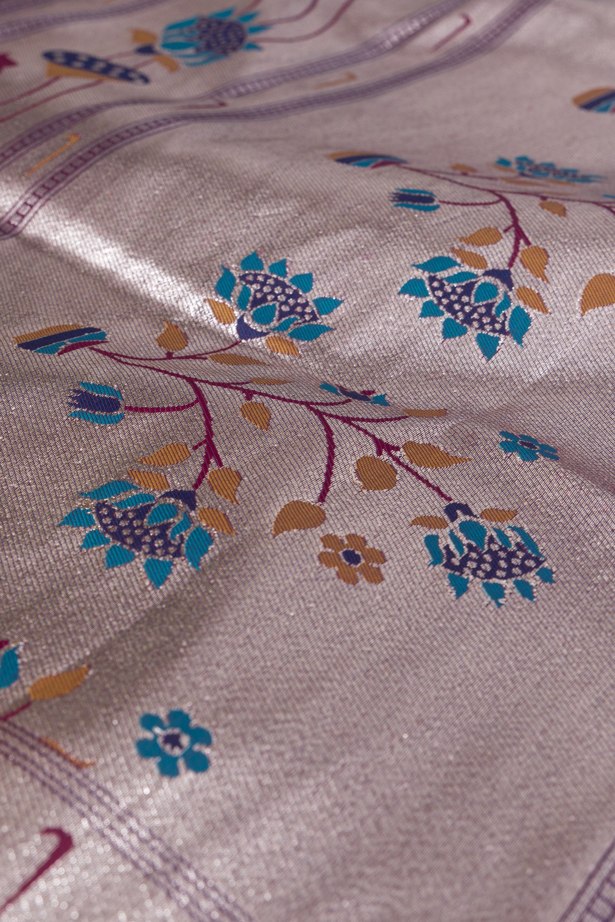Purple Apurva Silk Paithani Saree with Triple Muniya border and Lotus Pallu