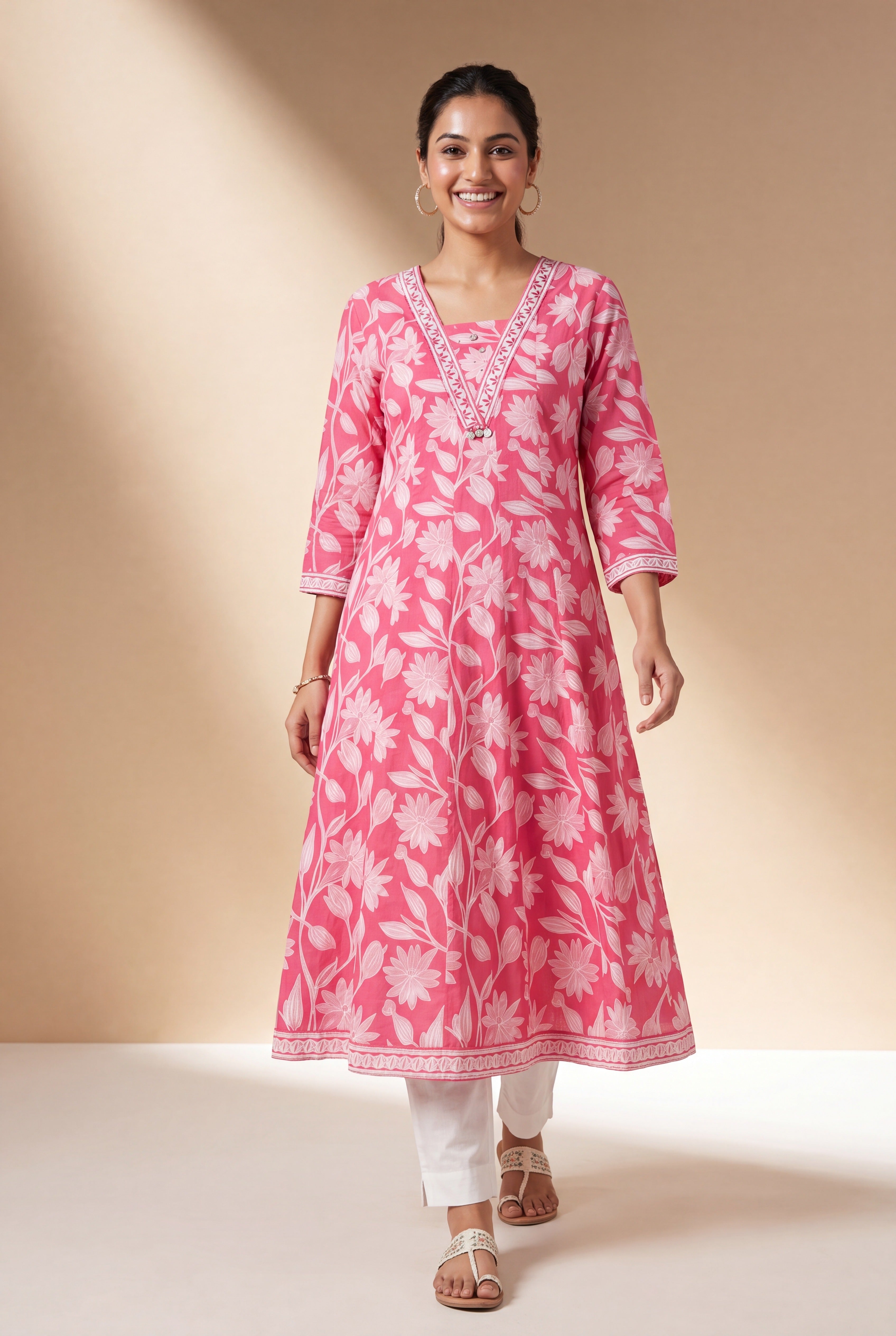 Baby Pink Āvarņa Cotton Kurti