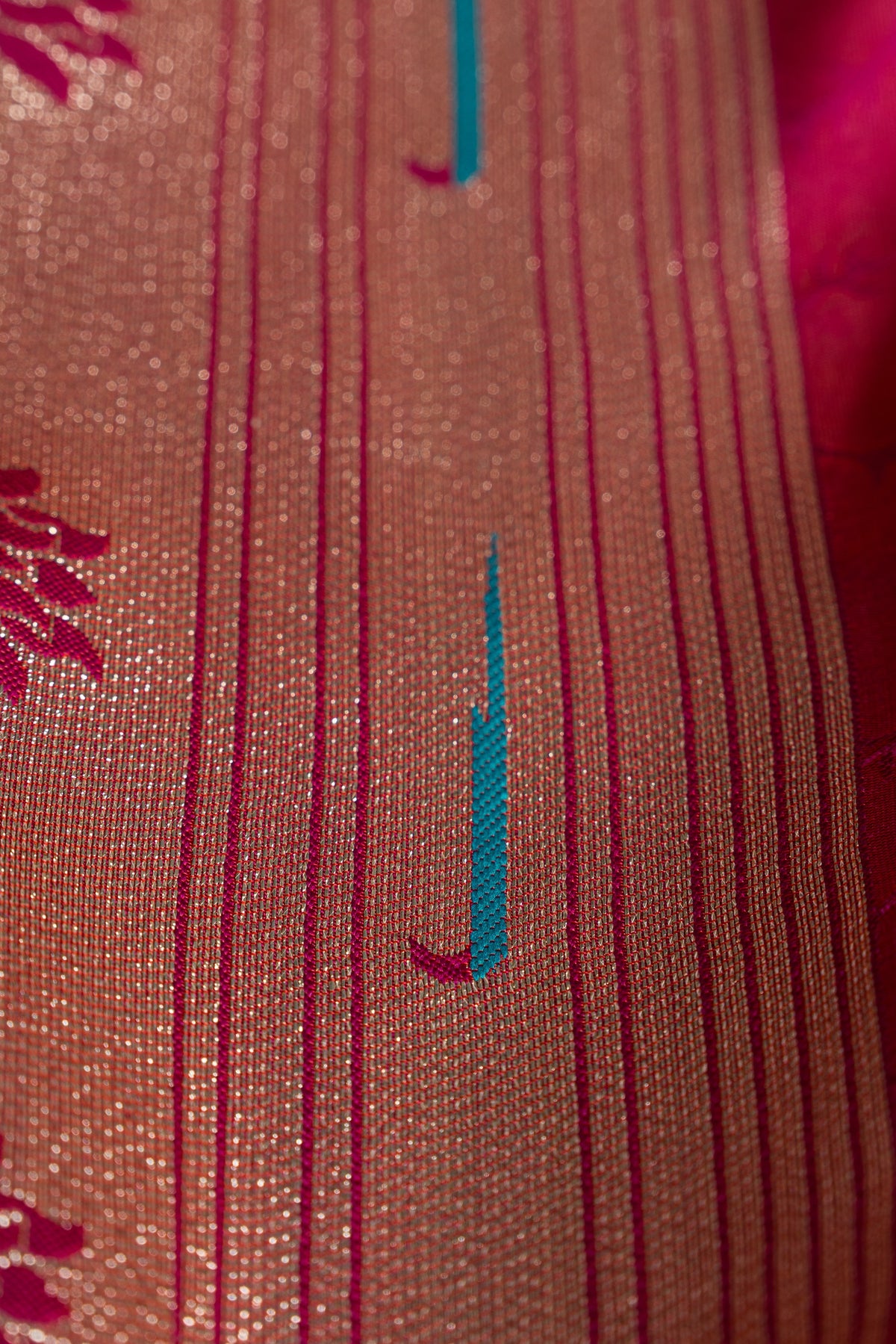 Berry Pink Katan Silk Paithani Saree with Meena Butti, Embossed Weave and Gold Zari Lotus Pallu