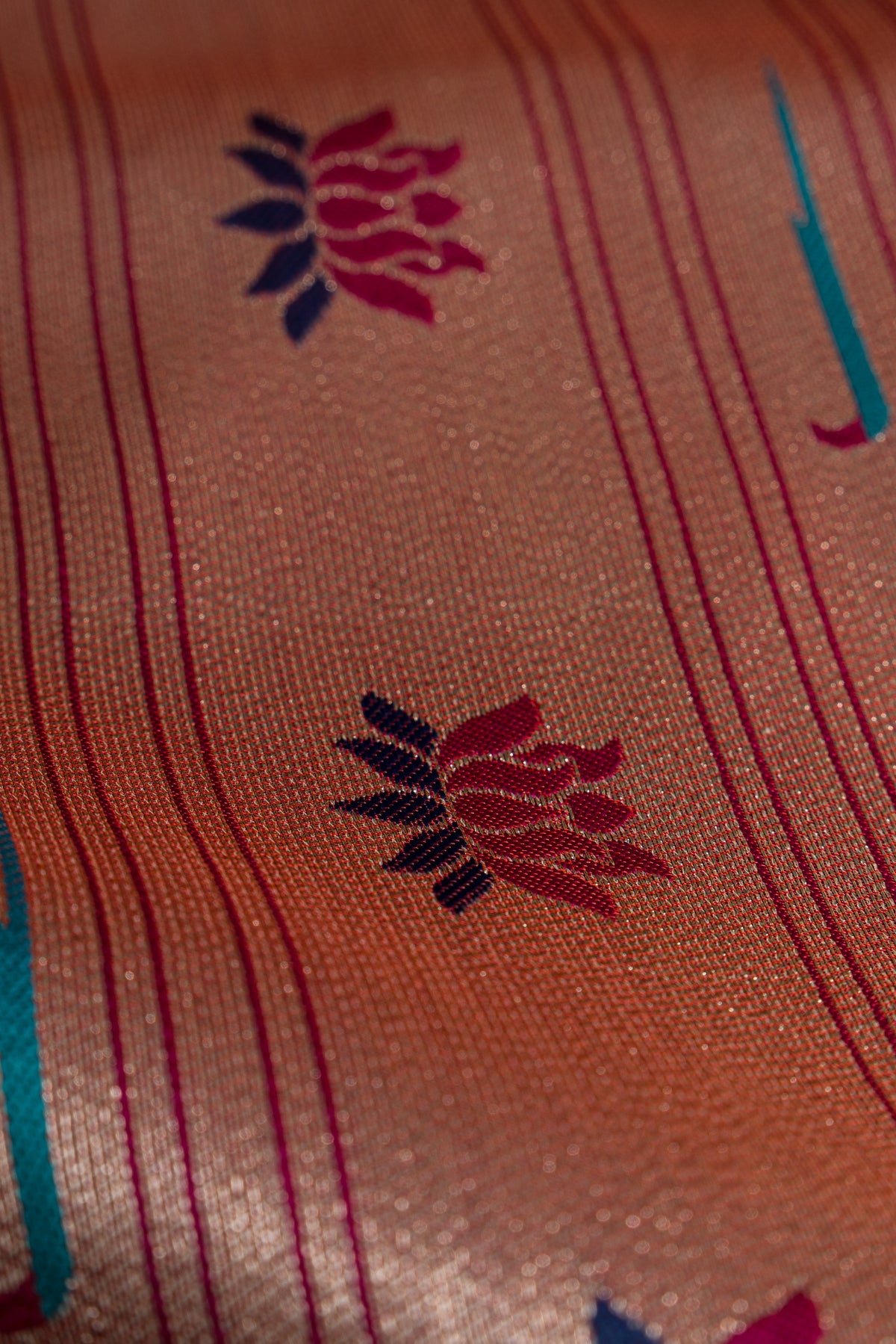 Berry Pink Katan Silk Paithani Saree with Meena Butti, Embossed Weave and Gold Zari Lotus Pallu