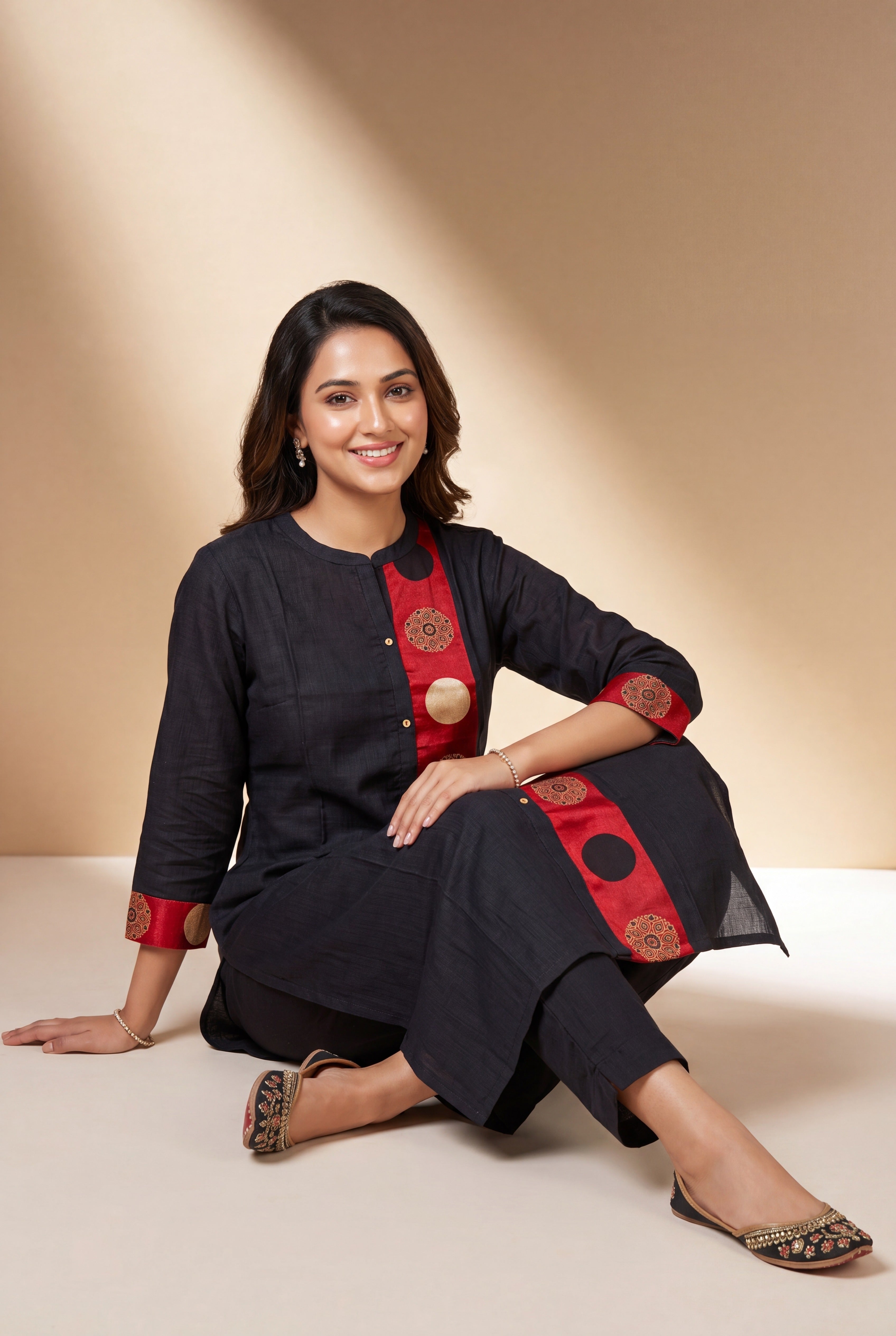 Black Mayanka Kurti with Mandala Motifs