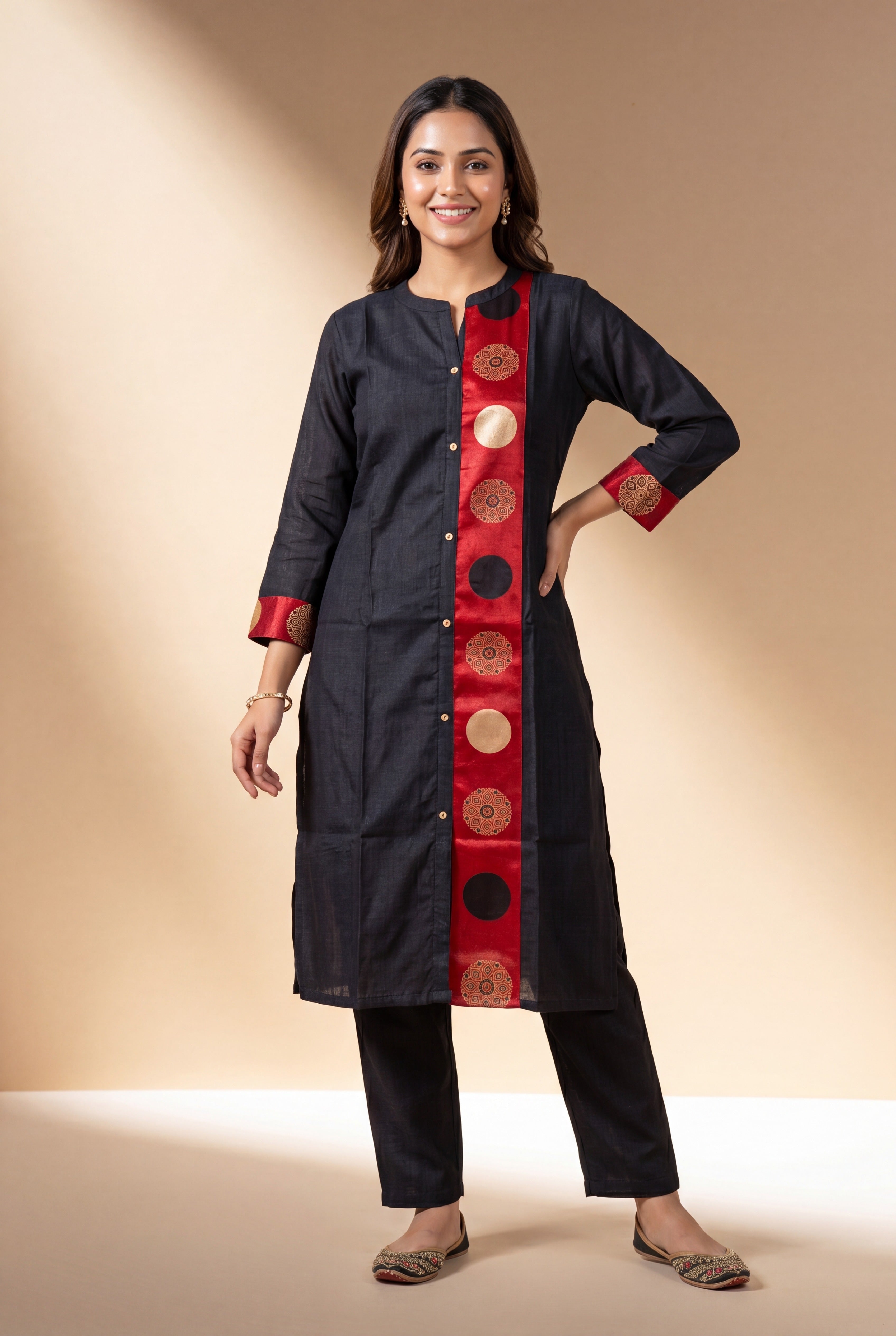 Black Mayanka Kurti with Mandala Motifs