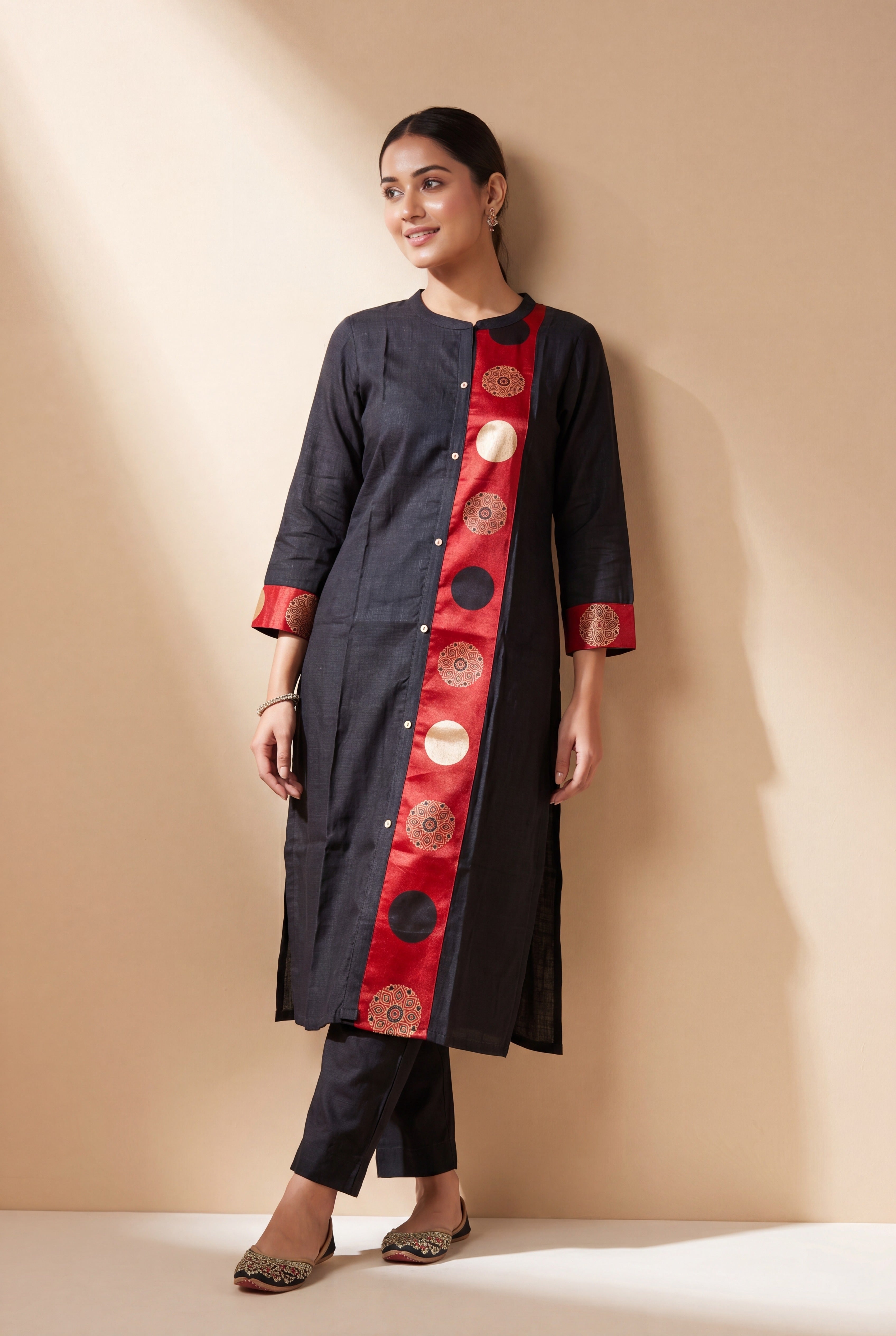Black Mayanka Kurti with Mandala Motifs