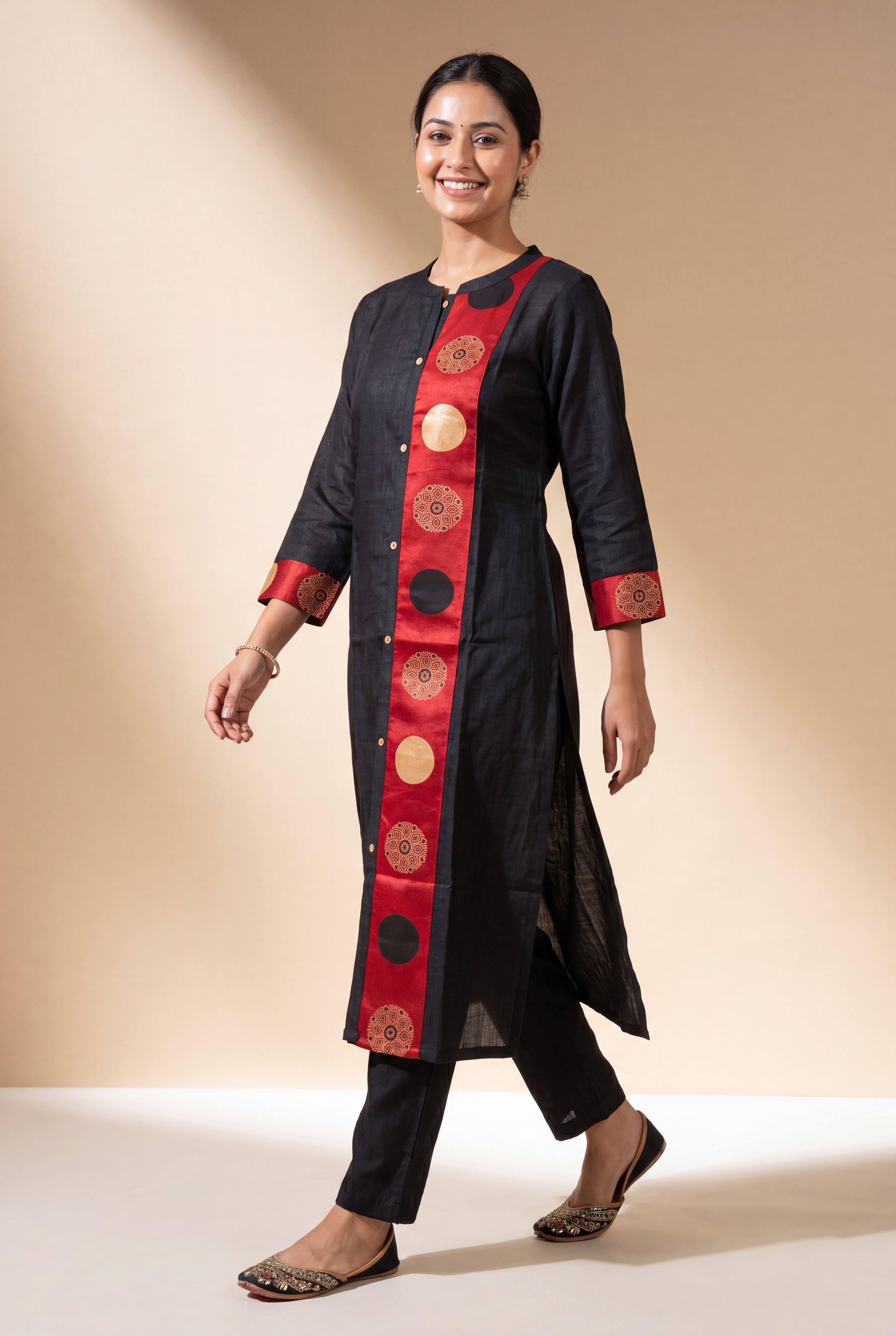 Black Mayanka Kurti with Mandala Motifs
