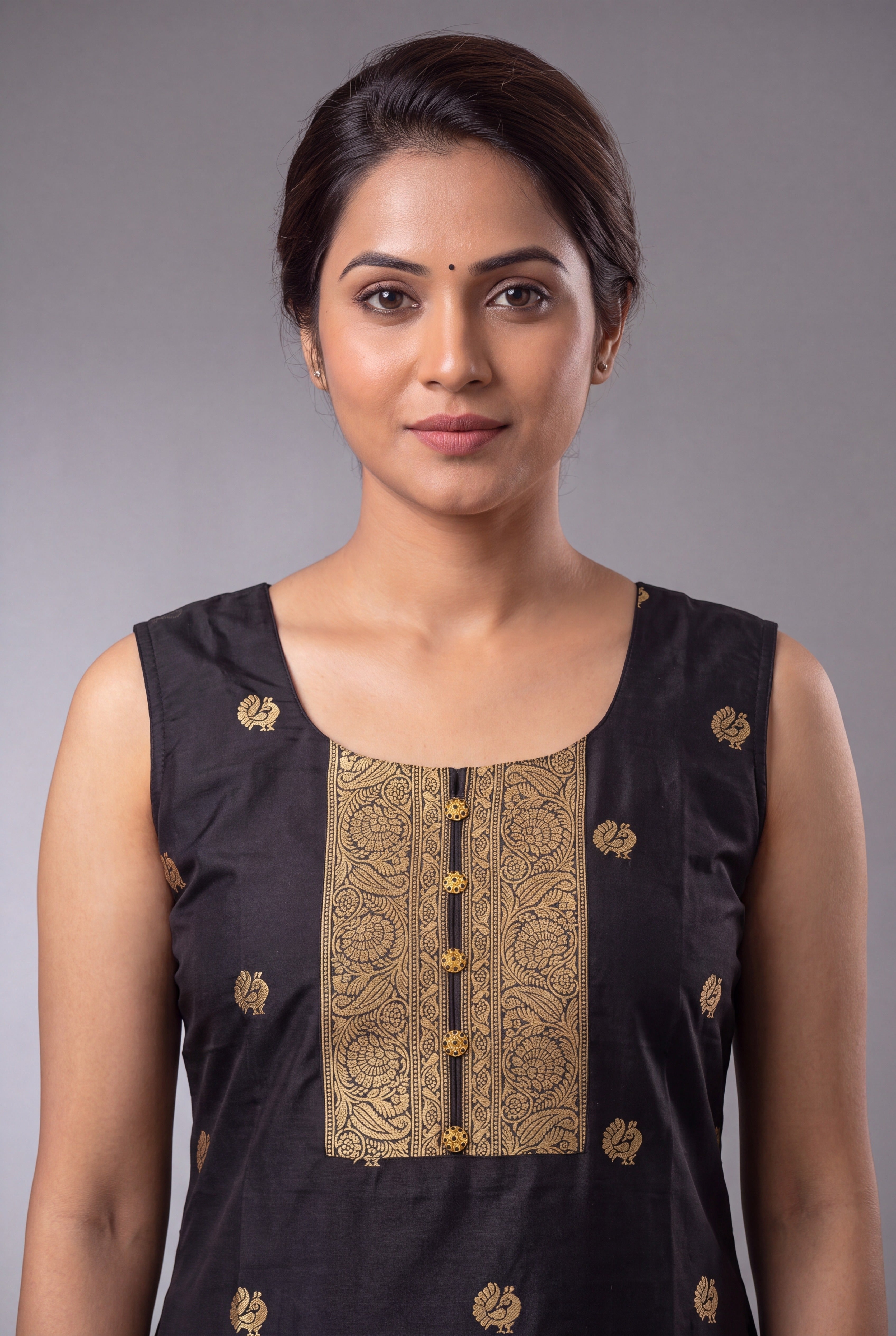 Black Soft Silk Paithani Suit Set with Resham threadwork