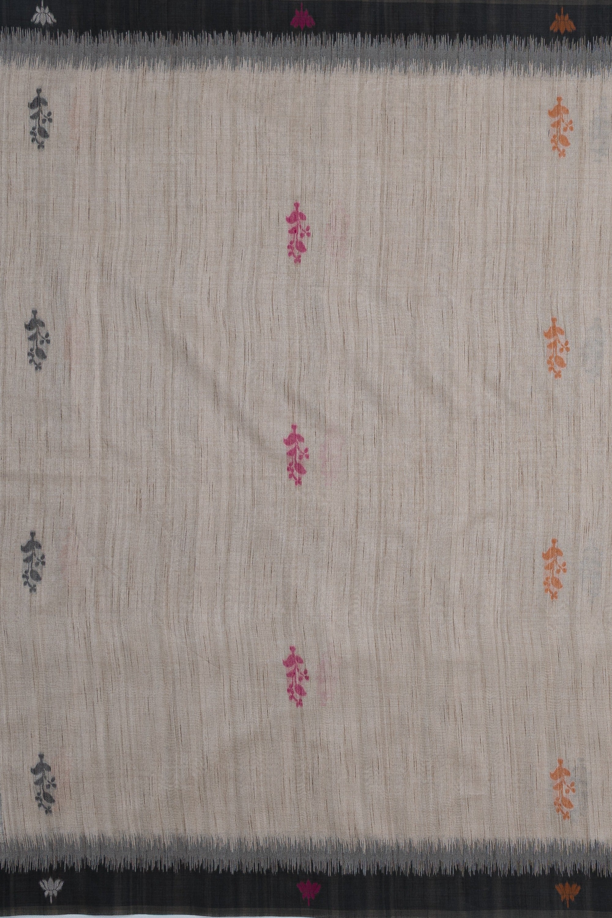 Black and Cream Paithani-Concept Saree with Nandi Pallu and Floral Pallu